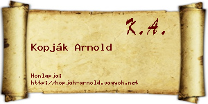 Kopják Arnold névjegykártya