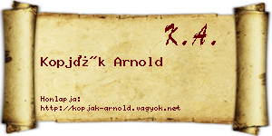 Kopják Arnold névjegykártya