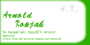 arnold kopjak business card